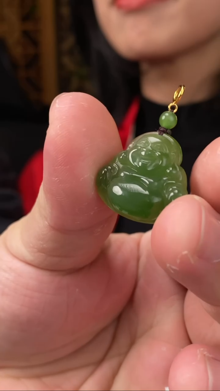 【闪购商品】和田玉吊坠未镶嵌【玉道侠侣】俄料碧玉阳绿佛公