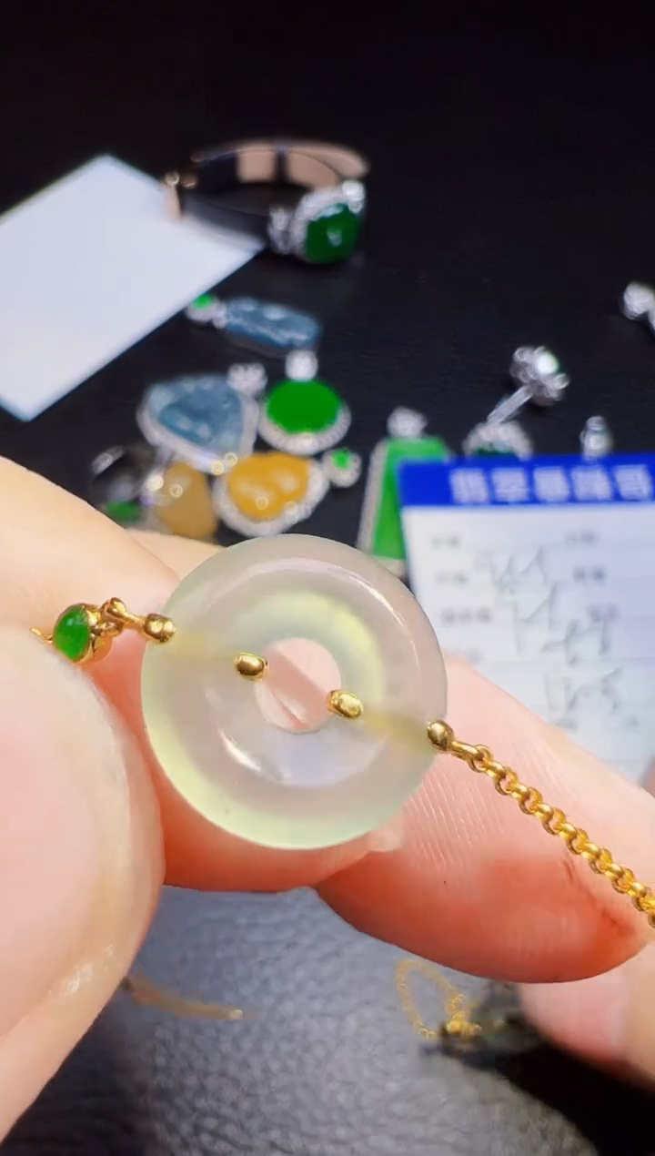 18K金镶嵌手链翡翠翡翠