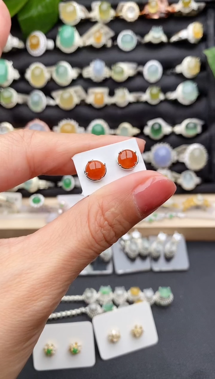 【闪购商品】翡翠戒指银S925镶嵌缅甸天然A货翡翠33 1 -9