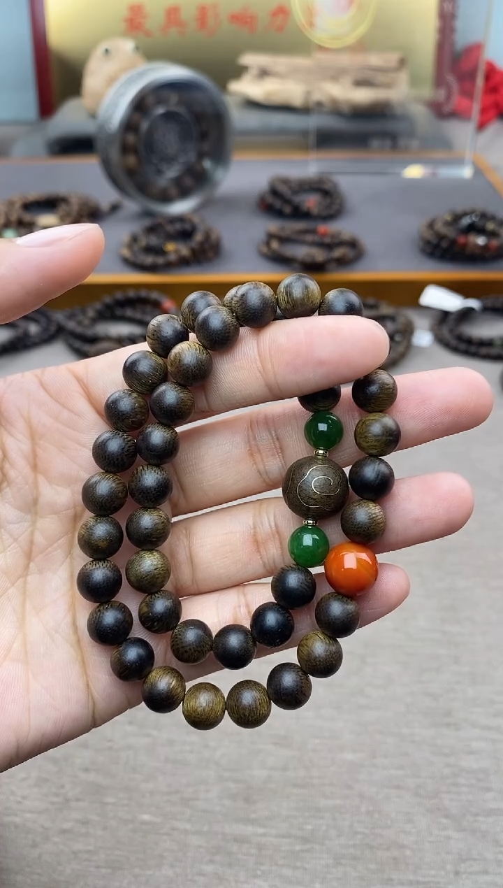 【闪购商品】沉香手串芽庄黄棋楠沉水老料0.8＋祥云1.2设计