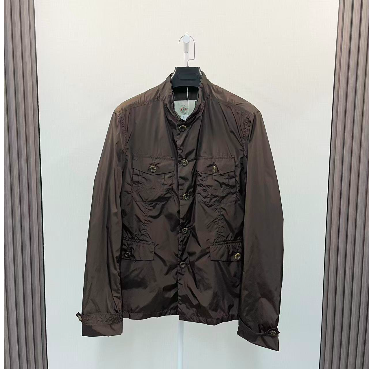 99新 GUCCI/古驰 /薄款棕色口袋设计冲锋衣夹克外套/尺码50