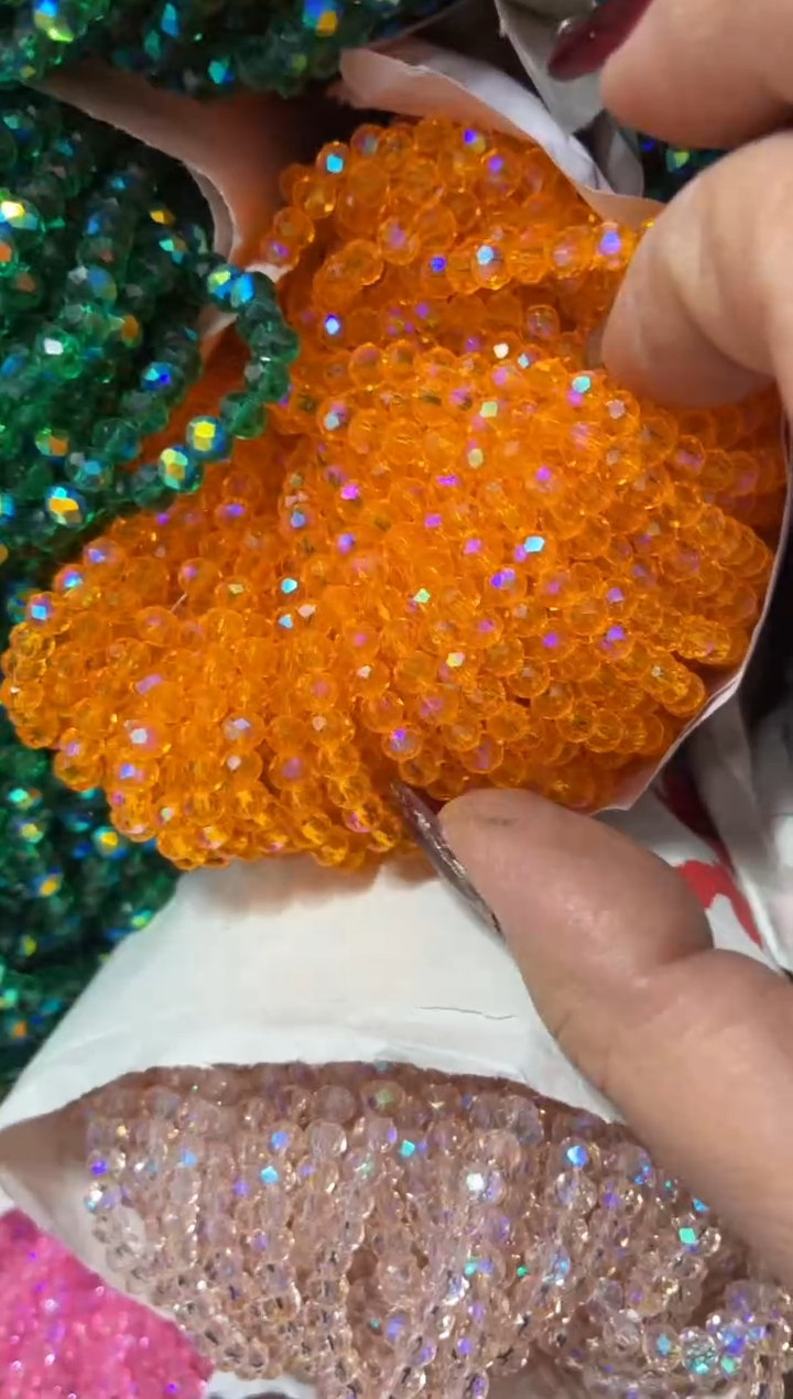 玻璃30159卡4水晶扁10条微光彩爱玛橙