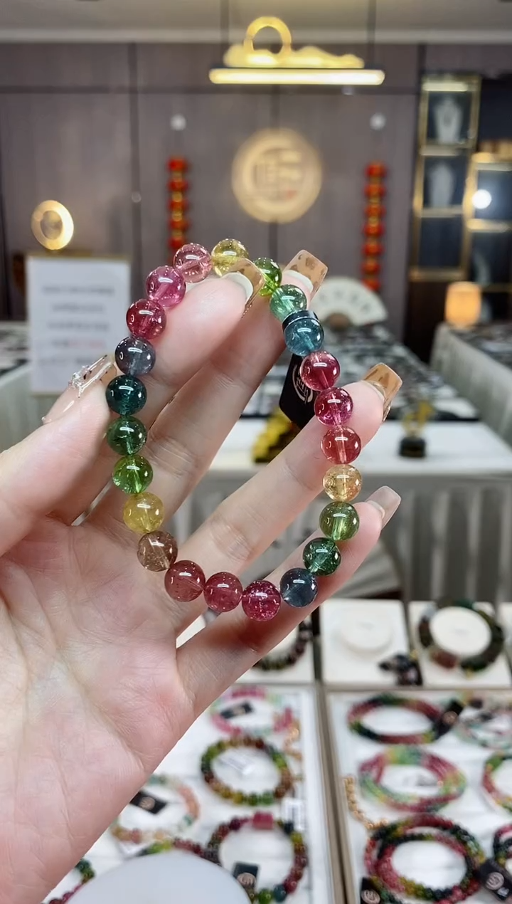 【闪购商品】碧玺收藏级单圈手串8mm+未镶嵌一物一证dan