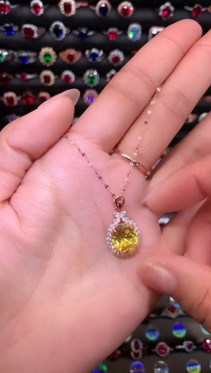 【闪购商品】紫晶颈饰银S925镶嵌黄水晶