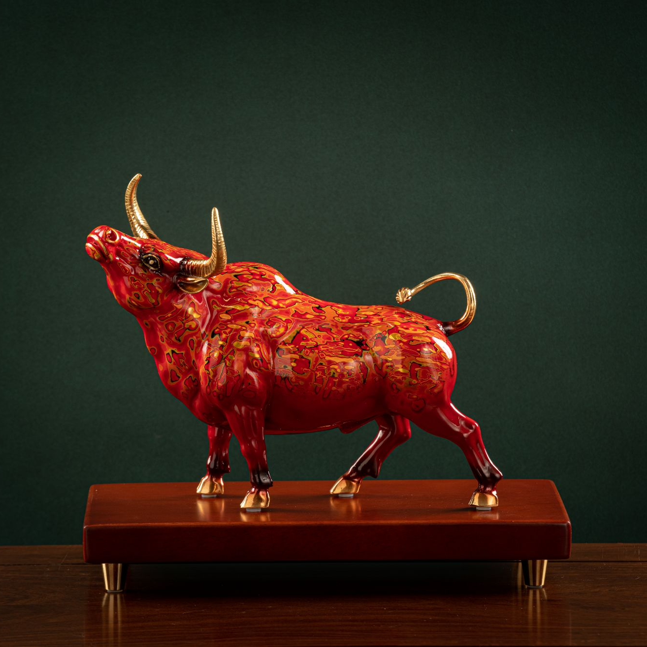 牛气冲天手工高档摆件新中式玄关摆设创意