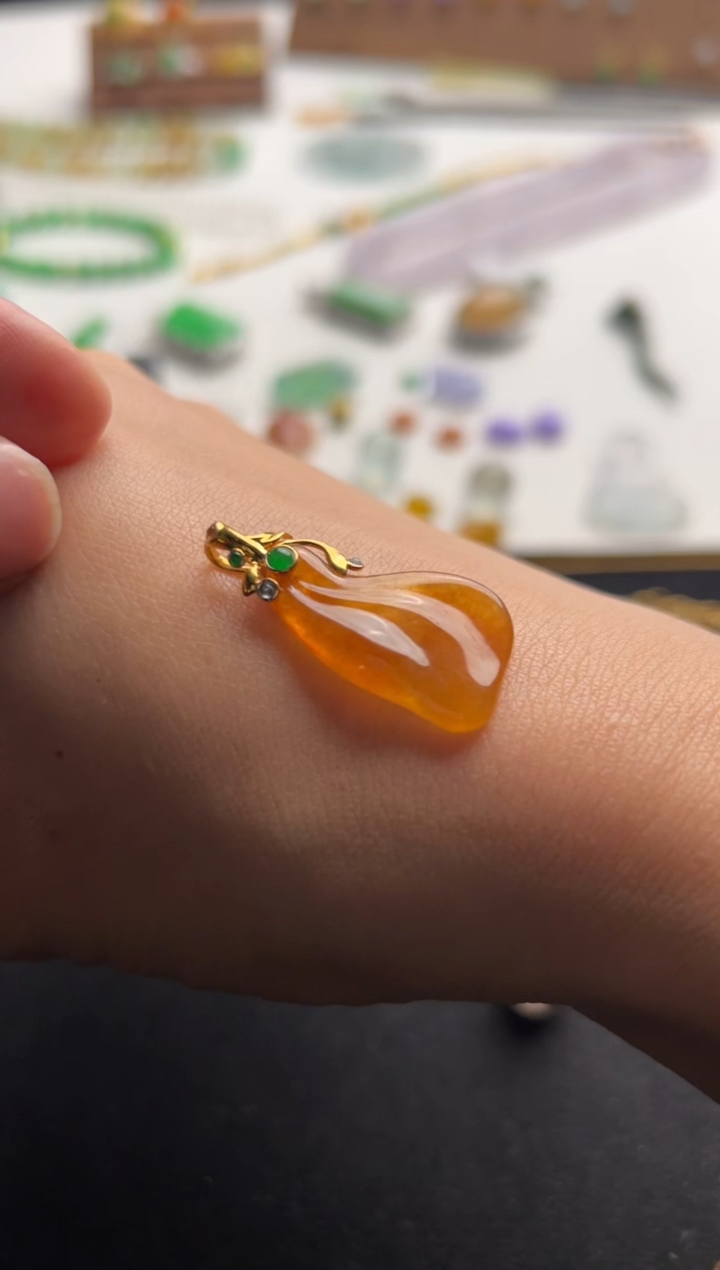 【闪购商品】翡翠裸石18K金镶嵌黄随行4800+480-aq