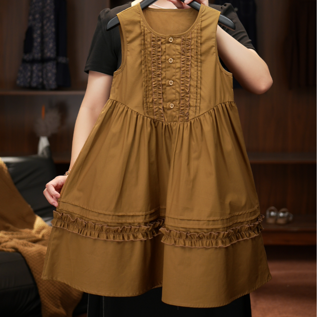 *榛果摩卡*JL夏季女童洋气时尚气质宽松无袖显瘦小众连衣裙1516