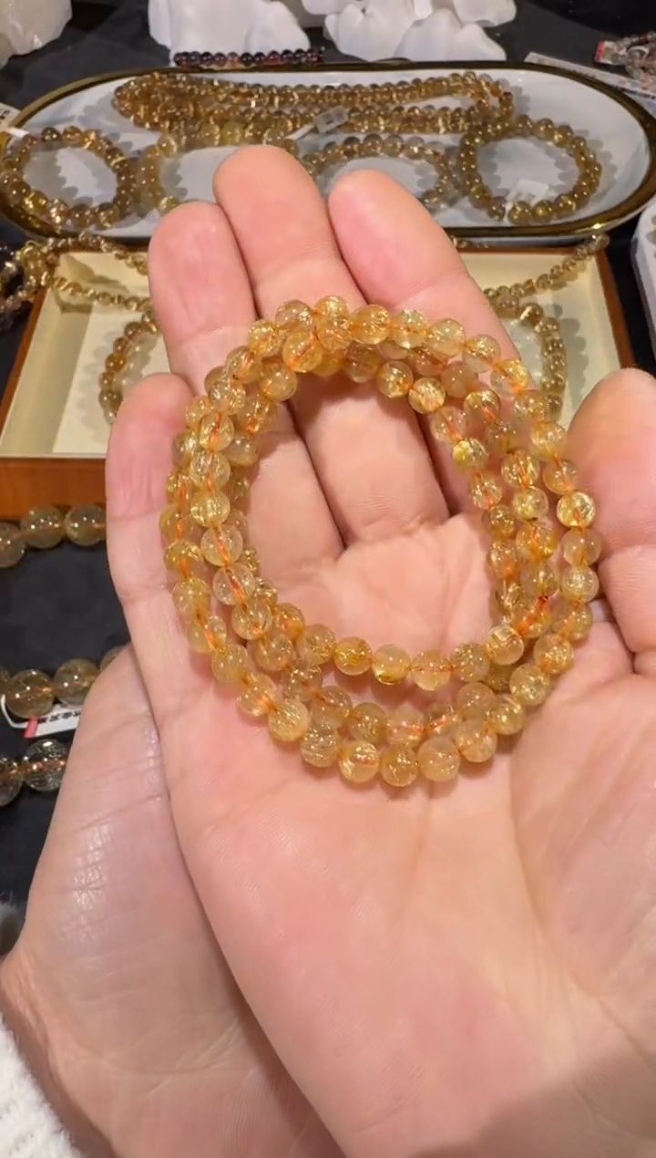 未镶嵌手串发晶SJ-676金发晶 多圈