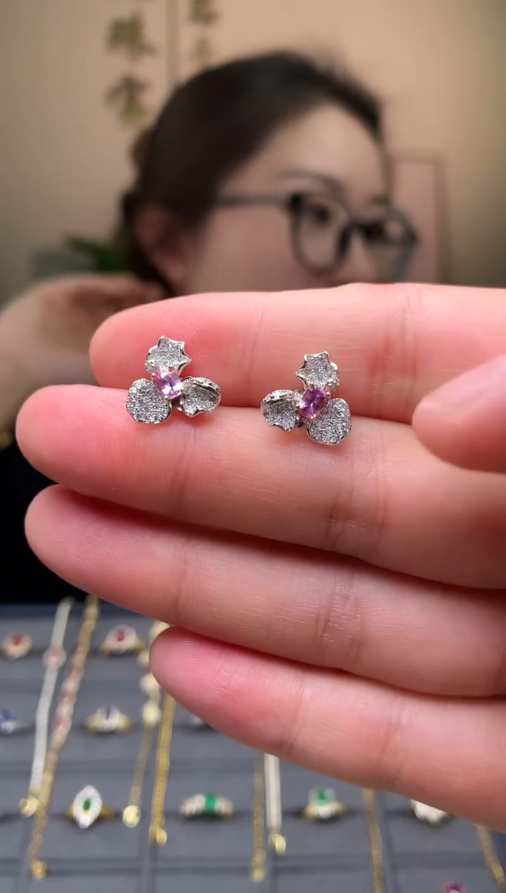 耳饰蓝宝石银S925镶嵌用****8耳饰