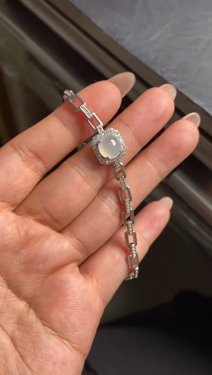 银S925镶嵌戒指翡翠天然A货翡翠