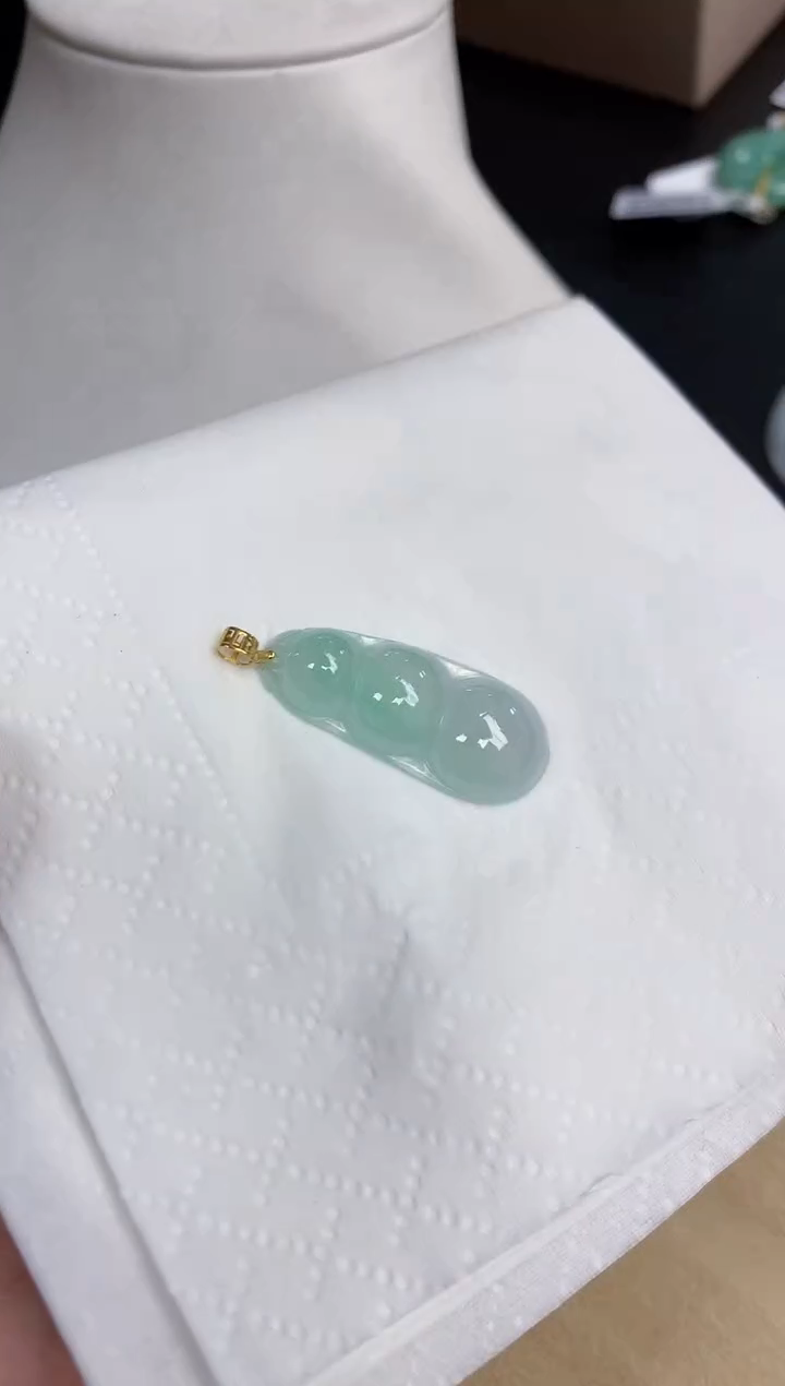 【闪购商品】翡翠颈饰18K金镶嵌天然缅甸翡翠A货