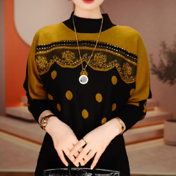 国颐 秋季新款含棉羊毛衣针织毛线衣柔软保暖百搭上衣V25Q1787