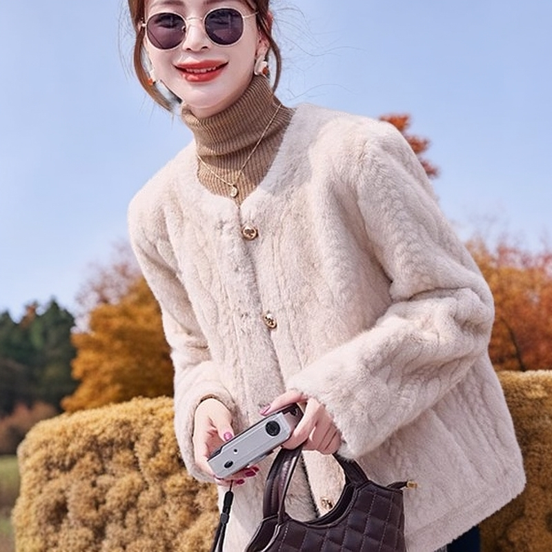 人造皮草 秋冬女士小香风气质毛毛外套宽松网红时尚百搭洋气韩版S