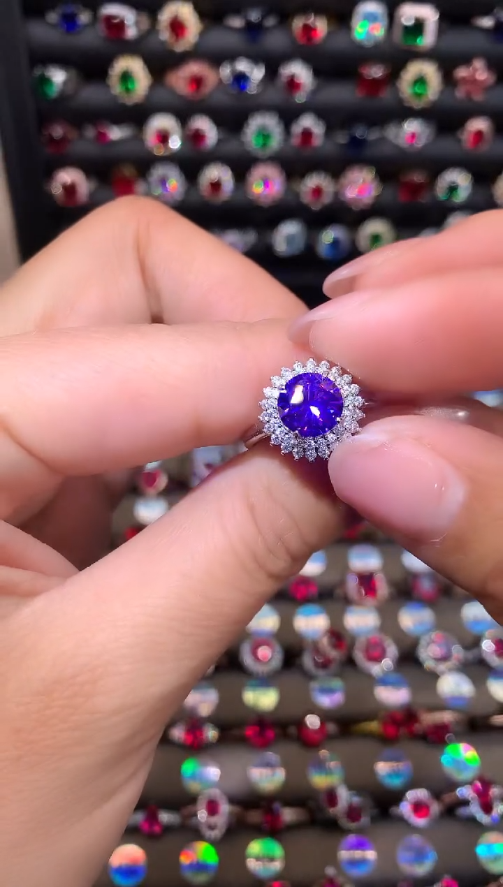 【闪购商品】紫晶戒指银S925镶嵌紫水晶8白