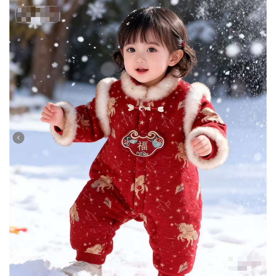 【福锁】中国风新年拜年服立领厚棉哈衣F