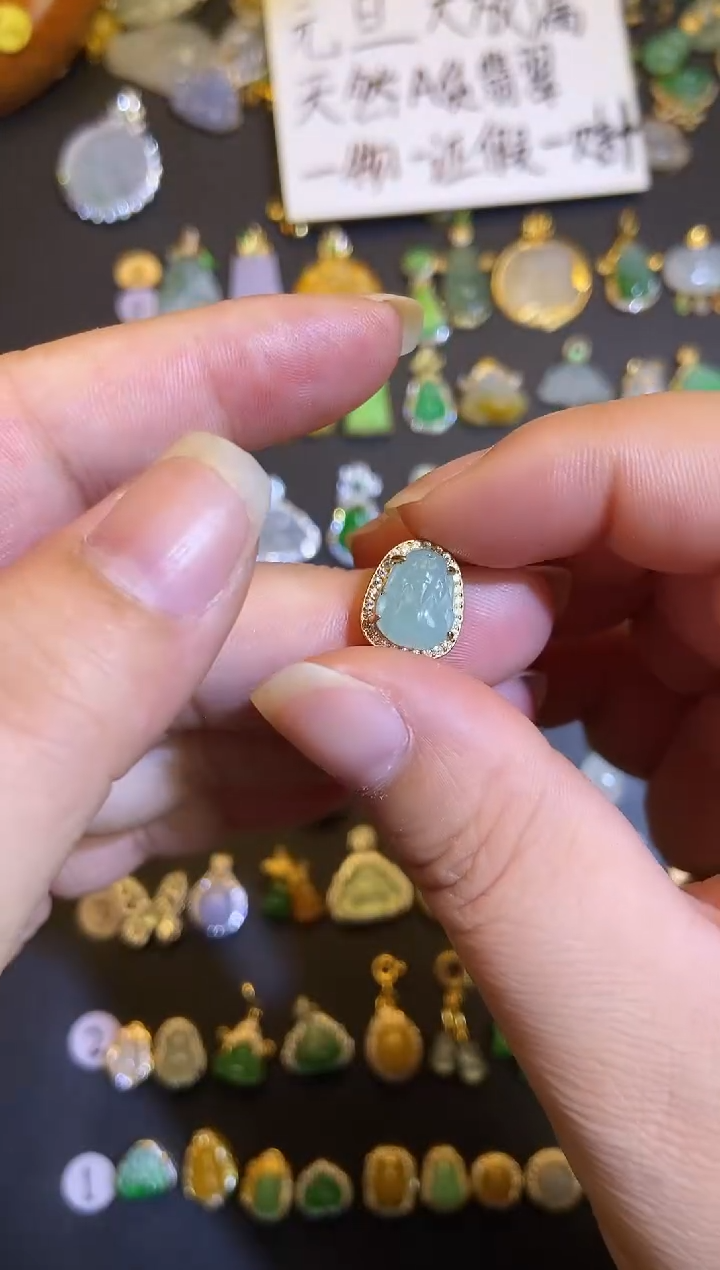 吊坠(不含链)银S925镶嵌翡翠1