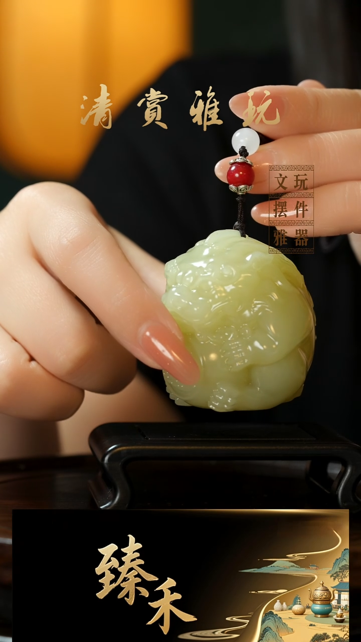 玉《貔貅抱球》玉石摆件