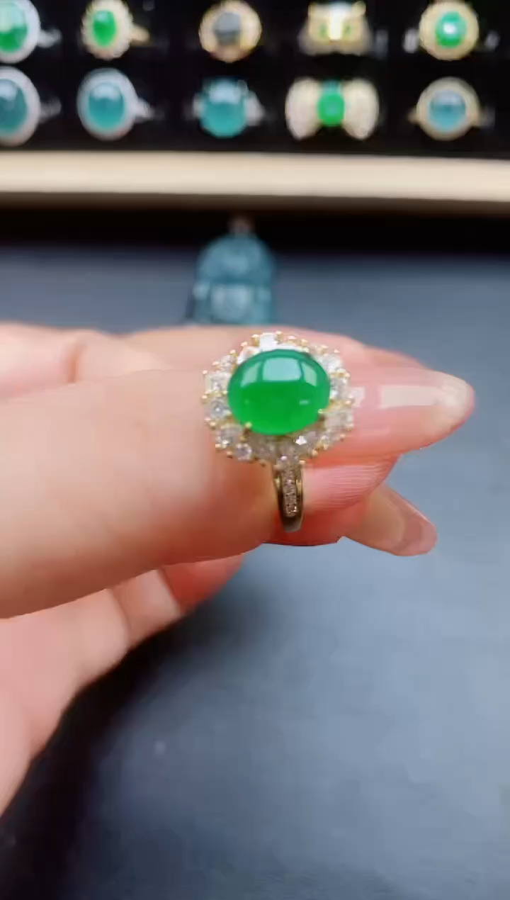 翡翠戒指银S925镶嵌321321