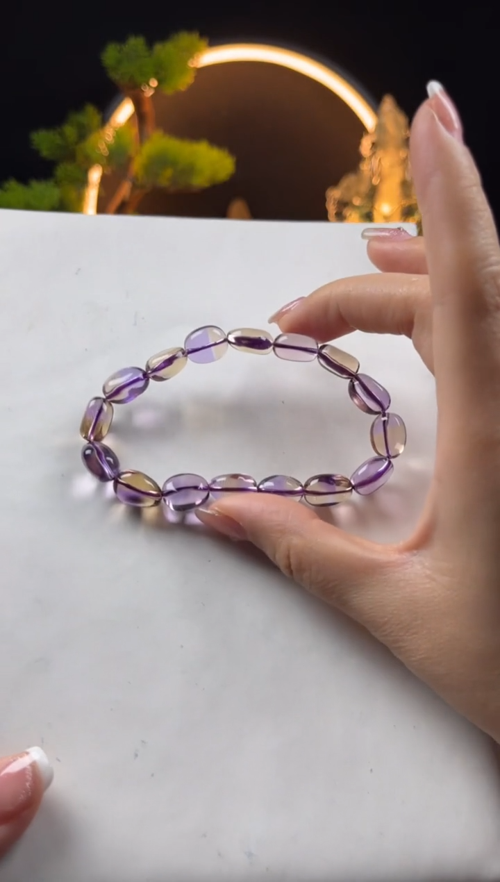 【闪购商品】水晶手链未镶嵌天然紫黄晶随形手串9mm