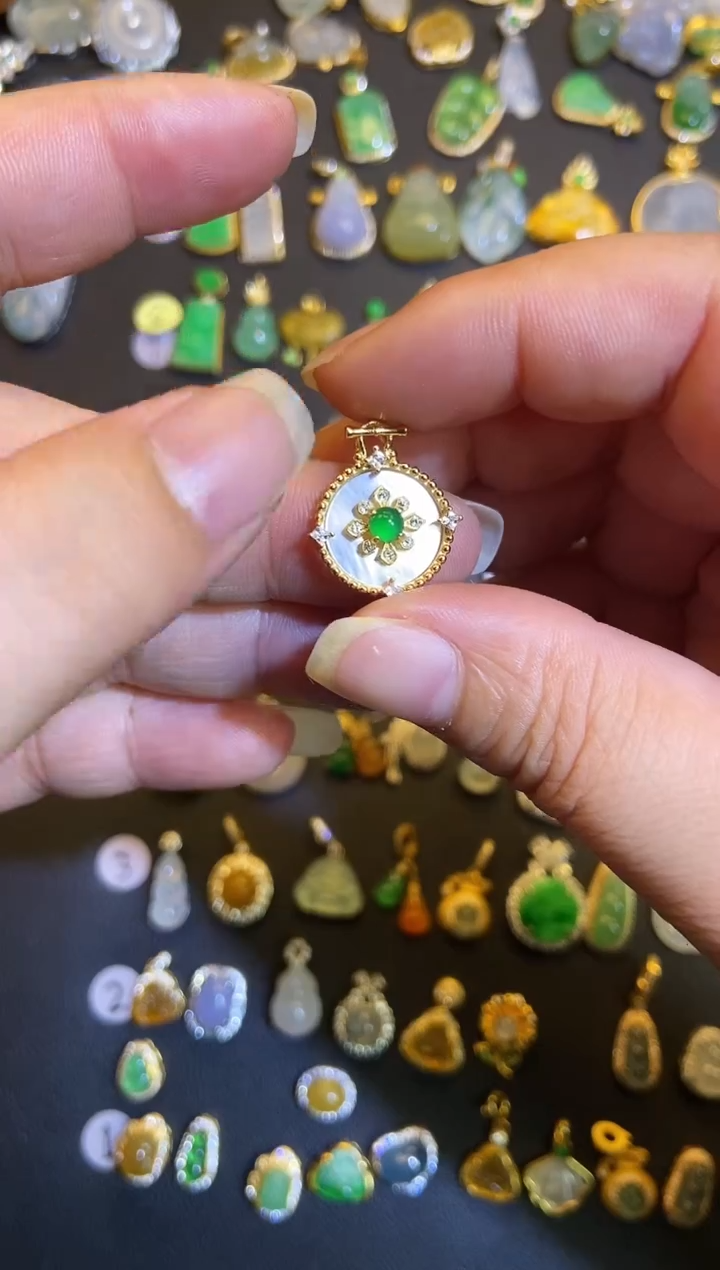 吊坠(不含链)银S925镶嵌翡翠1