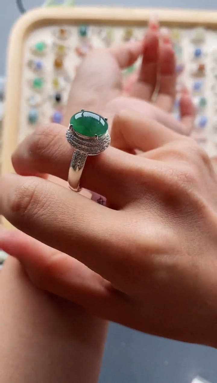 【闪购商品】翡翠戒指未镶嵌天然缅甸A货翡翠555 1+9