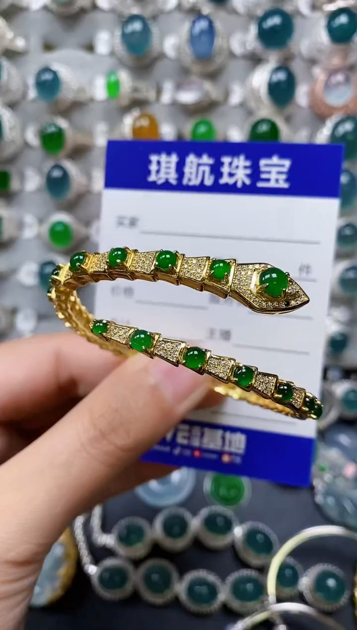 【闪购商品】翡翠手镯银S925镶嵌0453