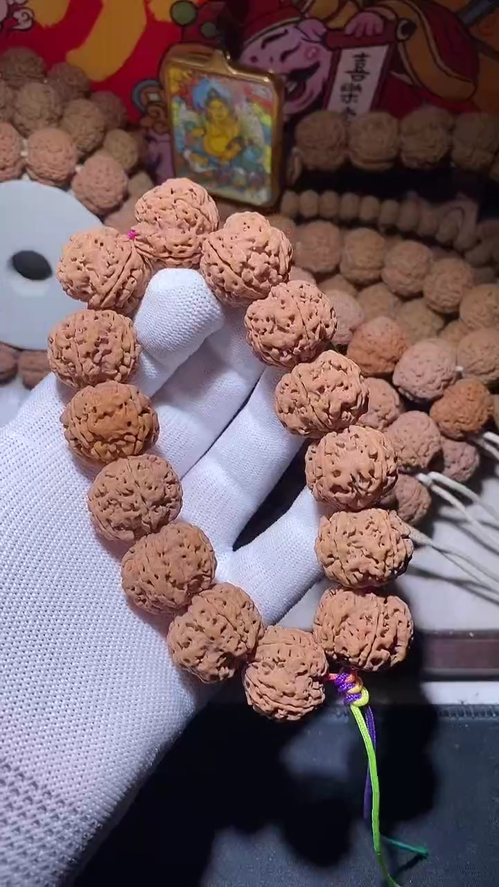 【闪购商品】金刚菩提手串平头姜黄皮立体镂空双龙23