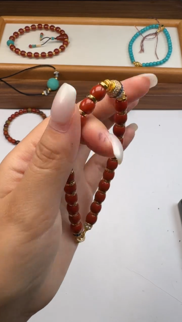18K金镶嵌手串手串南红玛瑙随**～手串手串