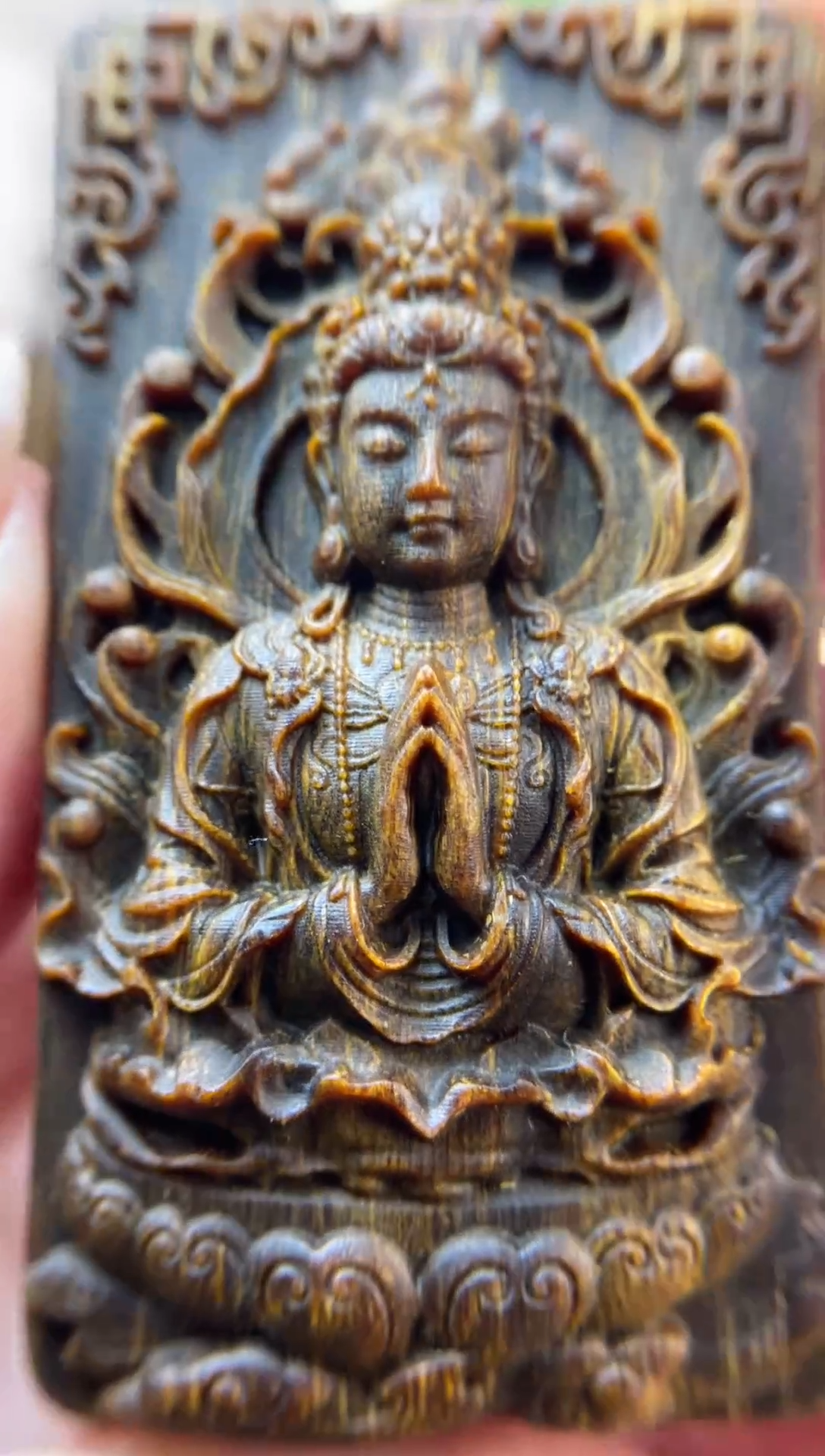 木木雕款芽庄 莲花观音7cm送养香瓶 