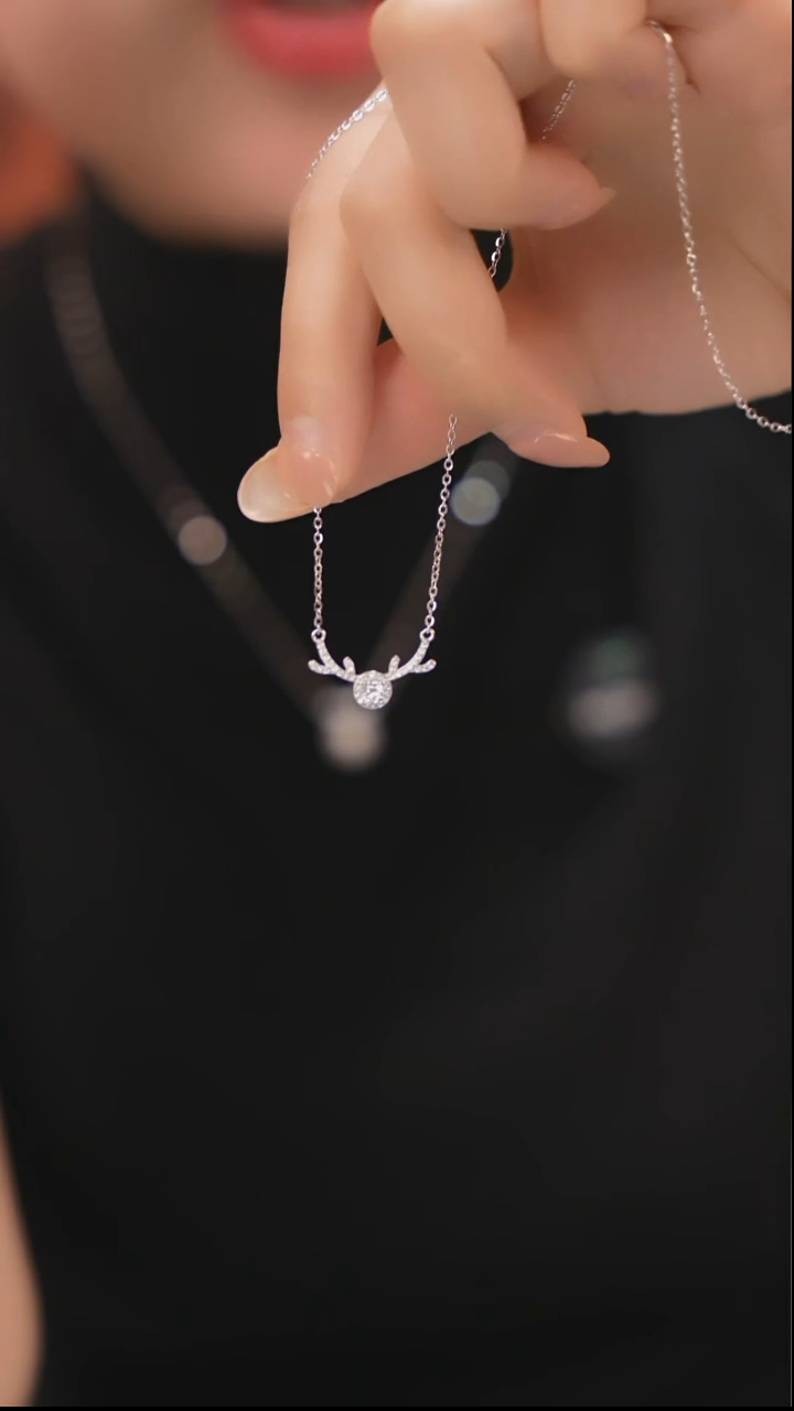 无非金属纯银一路有你镶钻项链