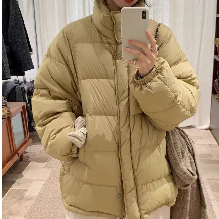 韩系立领90白鸭绒羽绒服女2025冬季新款宽松休闲时尚保暖外套v