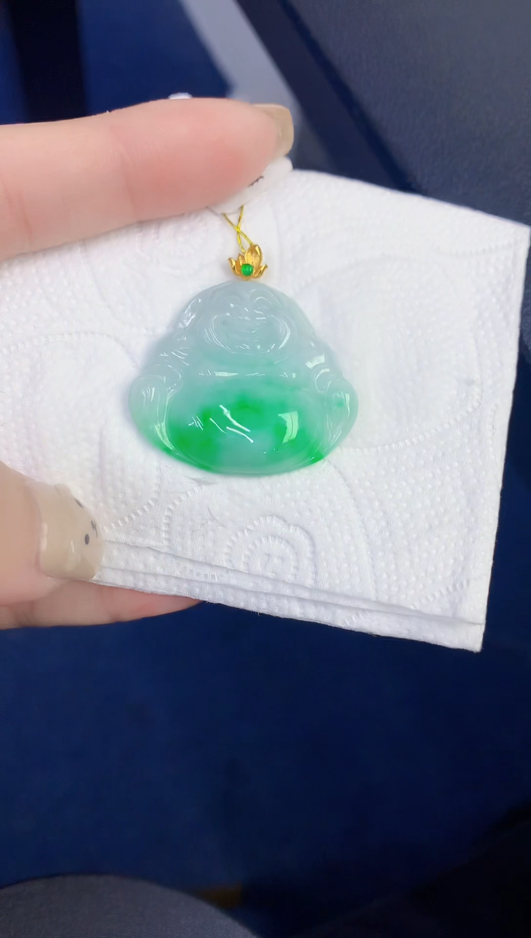 颈饰18K金镶嵌翡翠缅甸天然翡翠A货