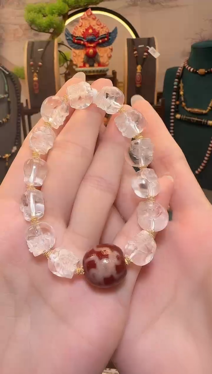 【闪购商品】玛瑙手链18K金镶嵌手链