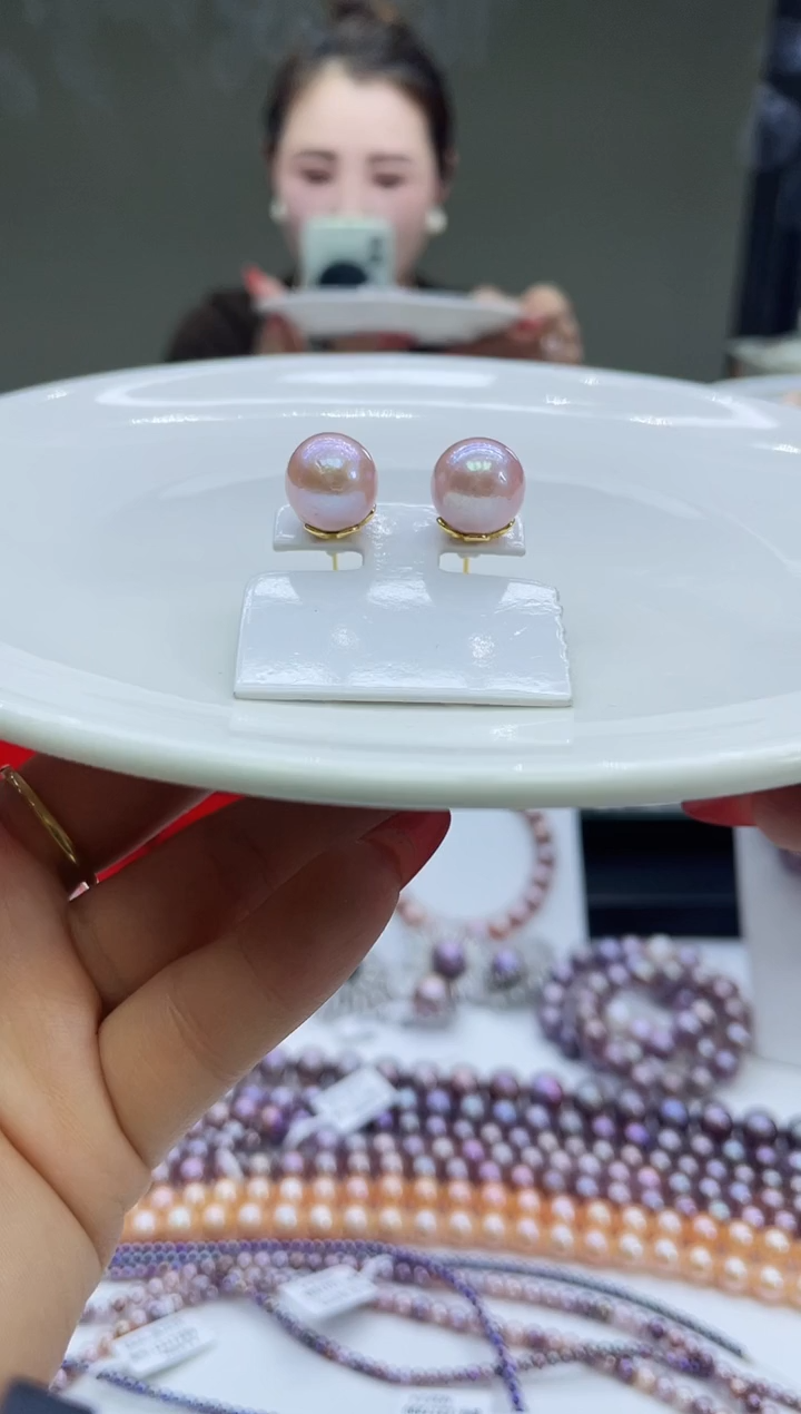 未镶嵌耳饰淡水珍珠粉泡泡耳饰