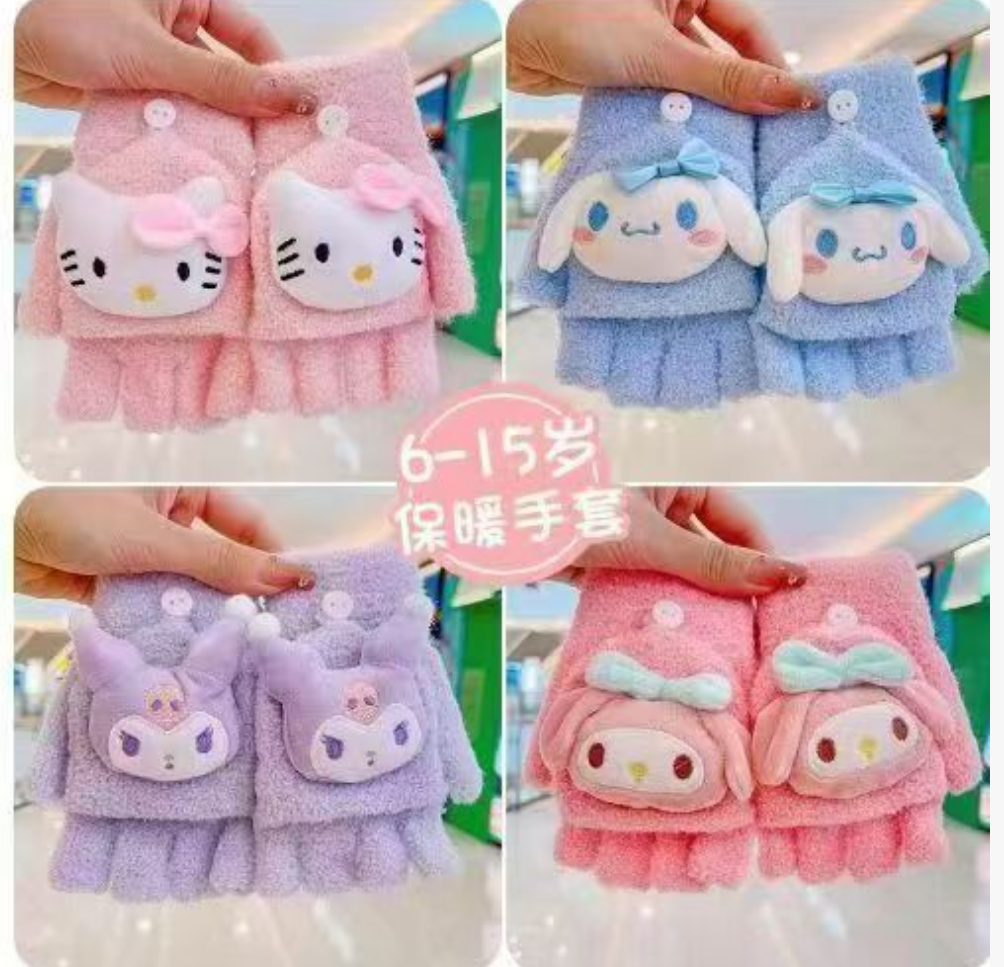A+  2025冬季儿童卡通时尚舒适百搭可爱女宝手套  6866