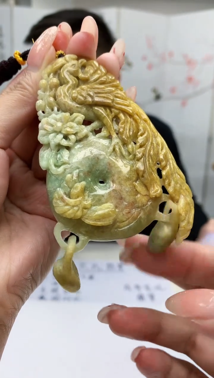 【闪购商品】定制翡翠未镶嵌5152MM-毛货挂件23