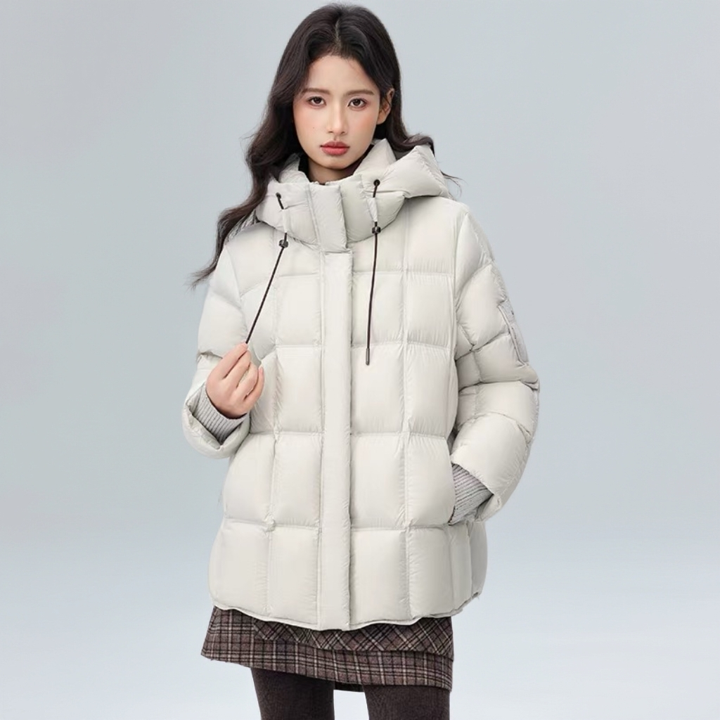 泡芙轻柔圆领2025新款女高端白鸭绒韩版宽松加厚小个子羽绒服外套