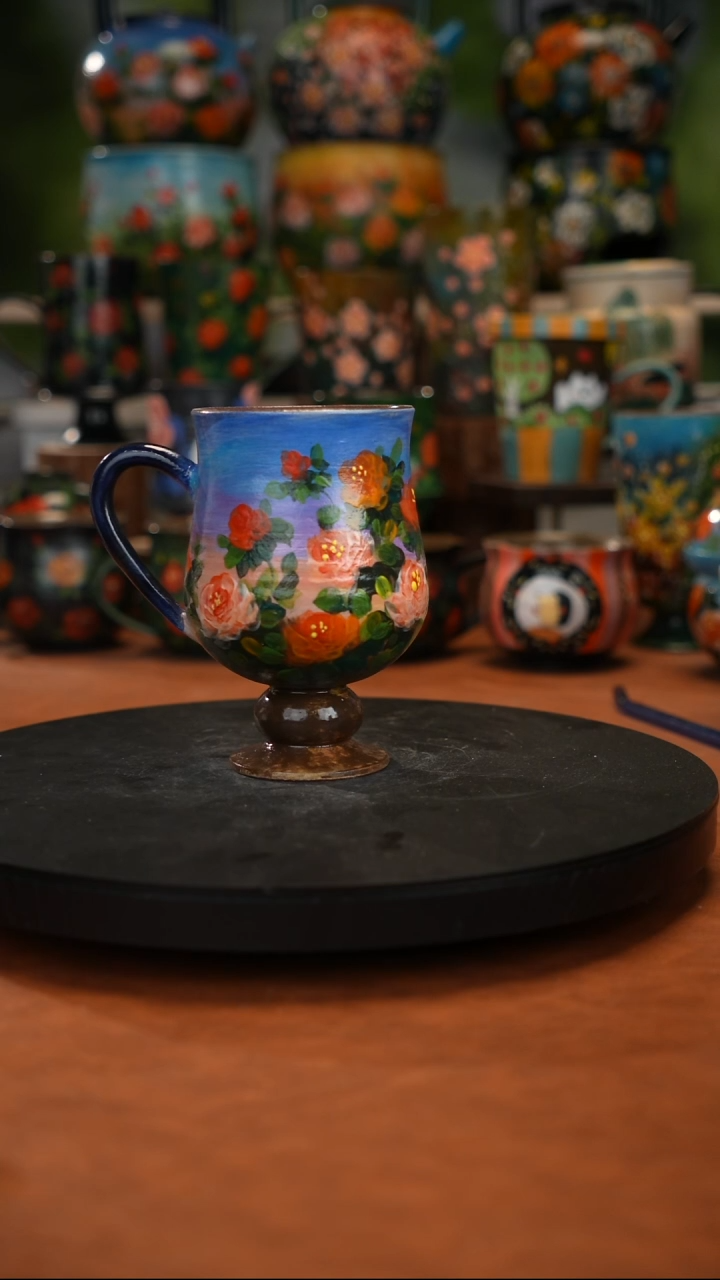 紫砂油画手绘釉下彩