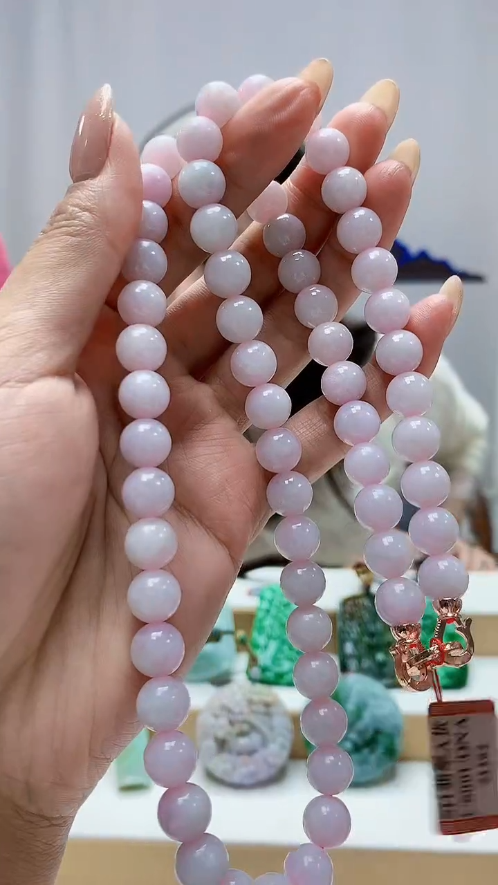 未镶嵌定制翡翠4852MM-毛货珠链48