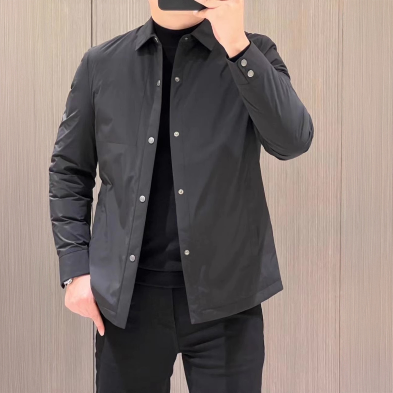 冬季新款高端防风防水面料青年男士轻薄休闲白鹅绒羽绒服夹克外套