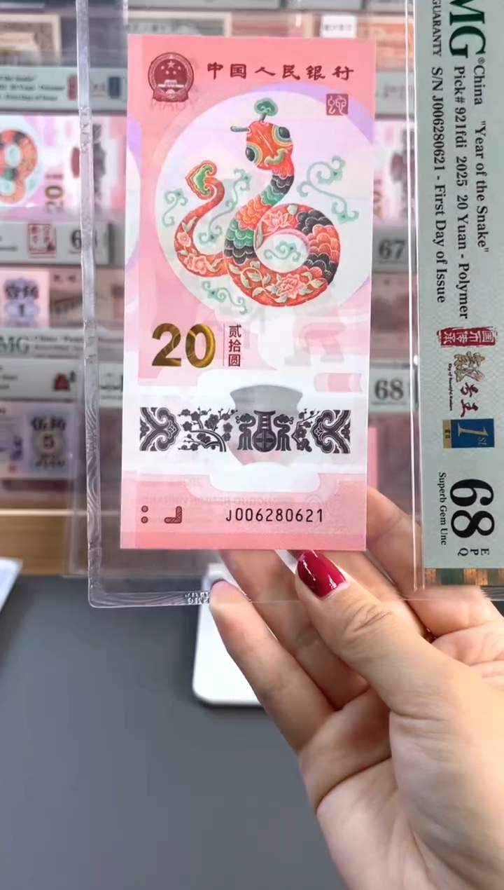 塑料蛇钞四标首日朦胧PMG68分尾621