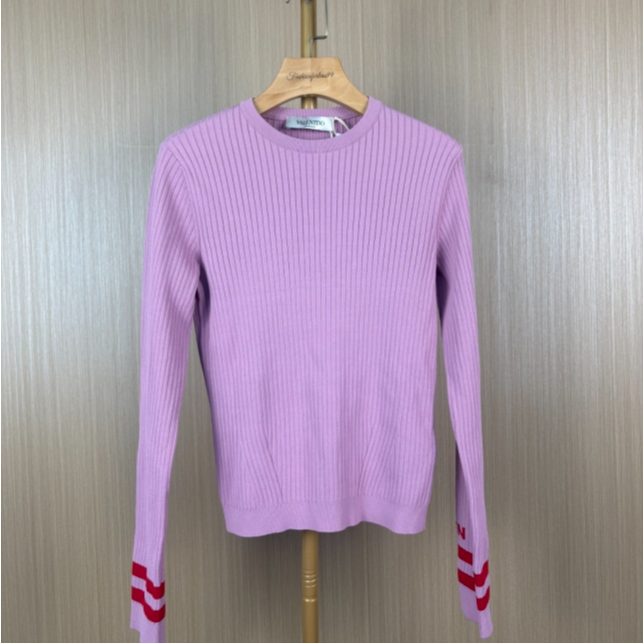 99新 Valentino/华伦天奴 粉紫色修身针织衫 L 12期免息 17091605