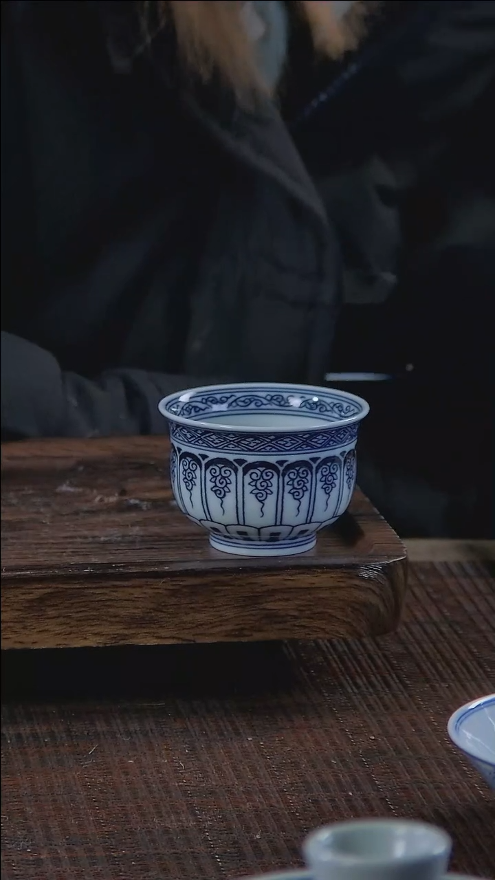 【闪购商品】折葵非器手工手绘宝相莲小炉式杯