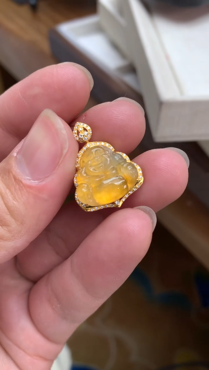 【闪购商品】翡翠颈饰18K金镶嵌佛公