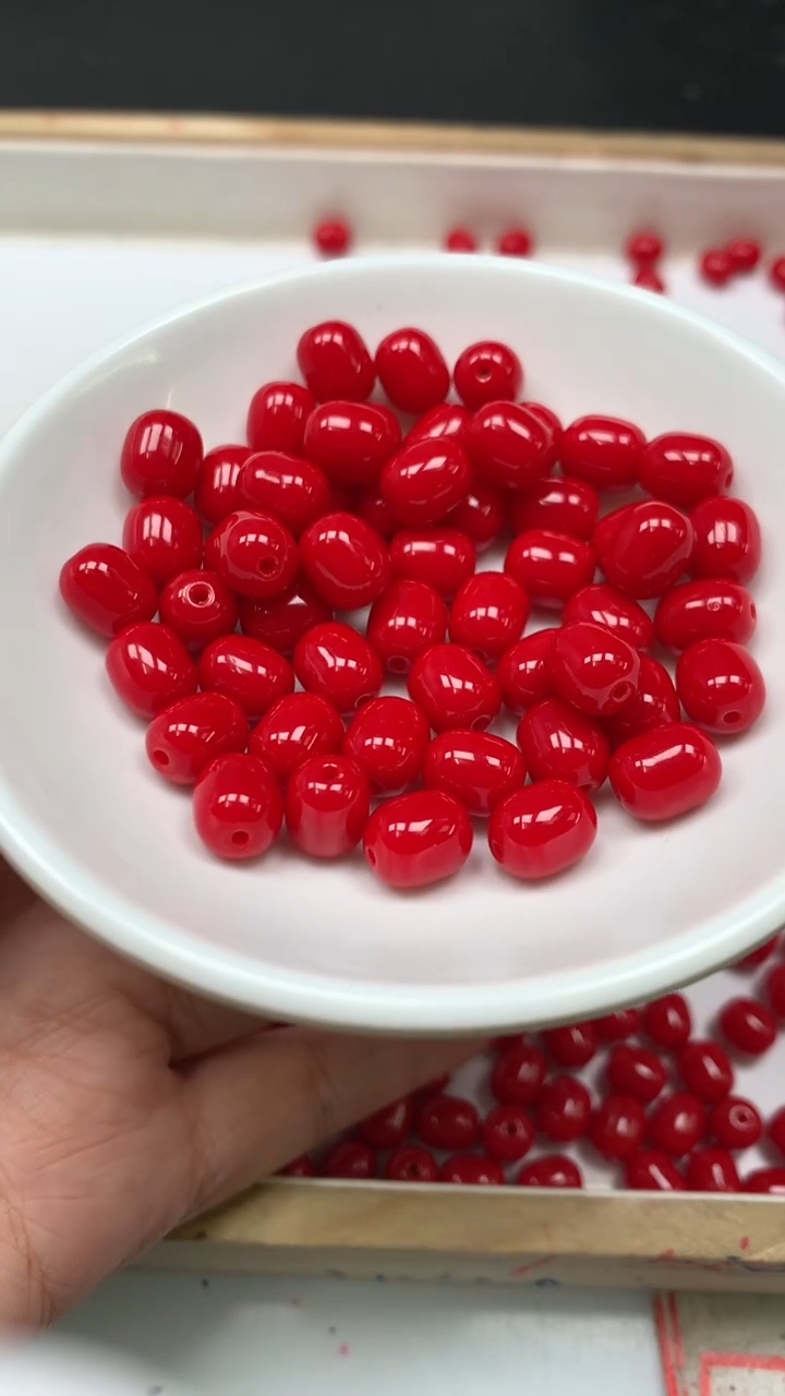 未镶嵌散珠南红玛瑙M957 锦红南红 胶囊珠8*10mm20颗8.8元