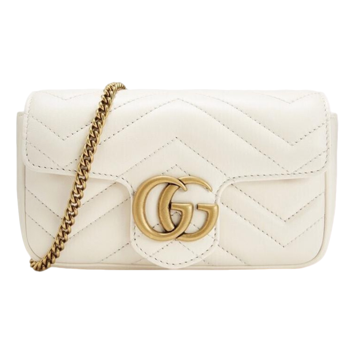 99新 GUCCI/古驰 Marmont 白色/黑色 超级迷你16.5链条包