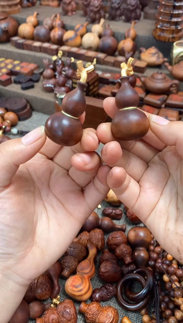 【闪购商品】木枣木龙头开口葫芦镶银七星2个 12