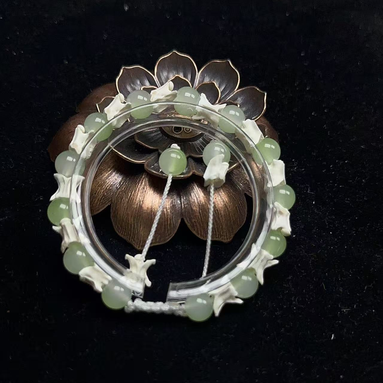 非金属皮质手链 纯天然真蛇骨手串手链双色琉璃（珠子可以换颜色）