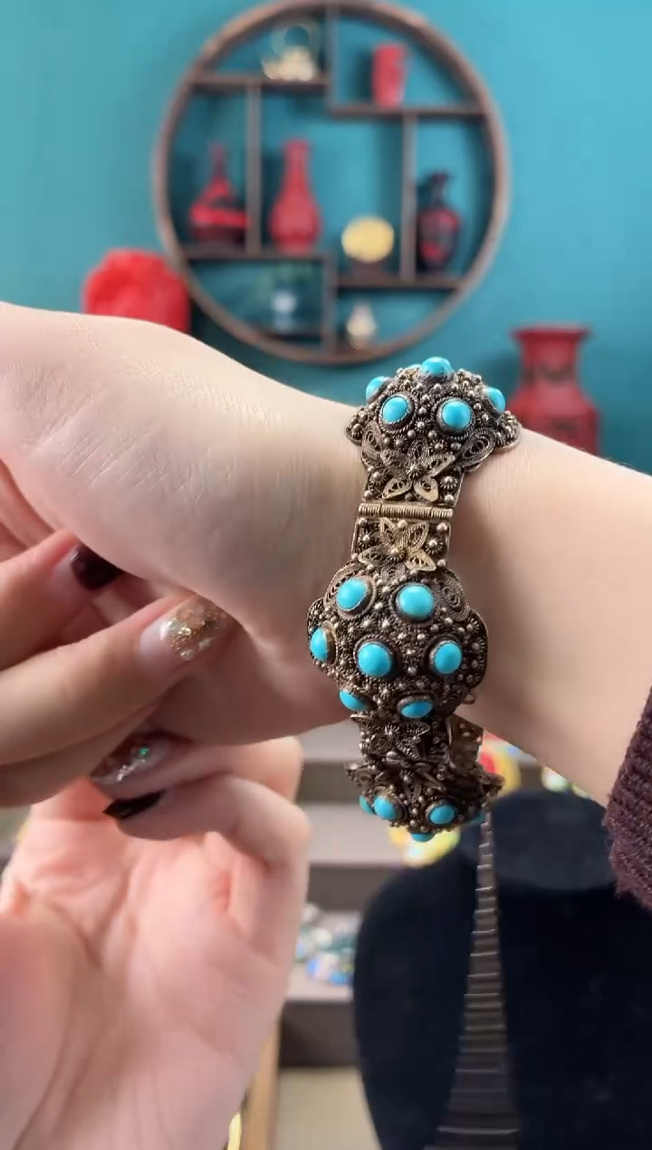 安*非遗手工花丝镶嵌镯子