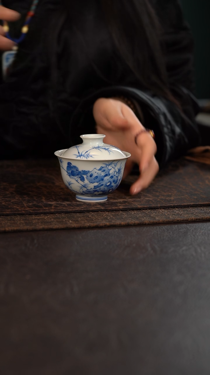 【闪购商品】杯聚澜堂竹报平安盖碗